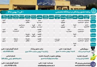 برنامه حضور پزشکان در درمانگاه تخصصی بیمارستان امام خمینی(ره) استهبان