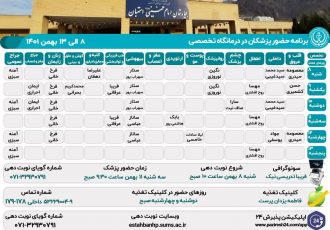 برنامه حضور پزشکان در درمانگاه تخصصی بیمارستان امام خمینی(ره) استهبان