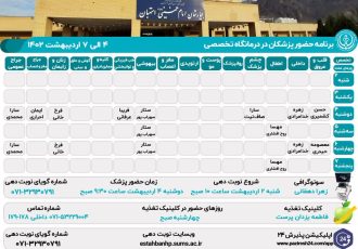 برنامه حضور پزشکان در درمانگاه تخصصی بیمارستان امام خمینی(ره) استهبان