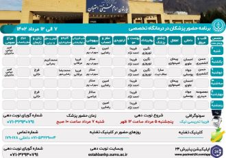 برنامه حضور پزشکان در‌ درمانگاه‌ تخصصی‌ بیمارستان امام خمینی(ره) استهبان