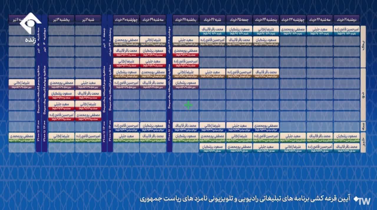 برنامه نهایی تبلیغاتی نامزدهای انتخابات ریاست جمهوری