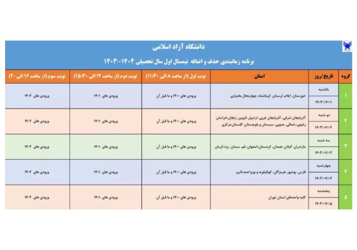 جزئیات جدید انتخاب واحد دانشجویان دانشگاه آزاد اسلامی